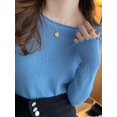 thumbnail image 1 of ML Women Pullovers Sweaters Knit Soft Jumper tops Ruched Autumn Winter Tops O-Neck Ribbed Long Sleeve  Slim Female Sweater, 1 of 5