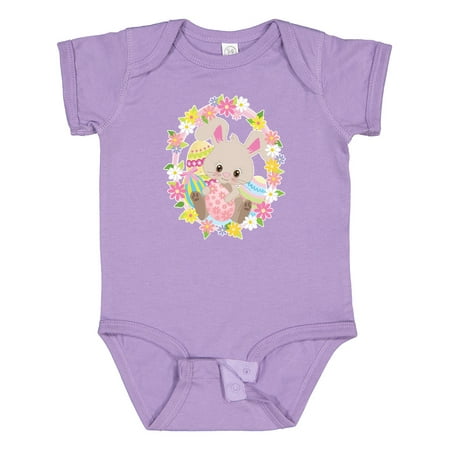 

Inktastic Easter Bunny with Flowers and Easter Eggs Gift Baby Boy or Baby Girl Bodysuit