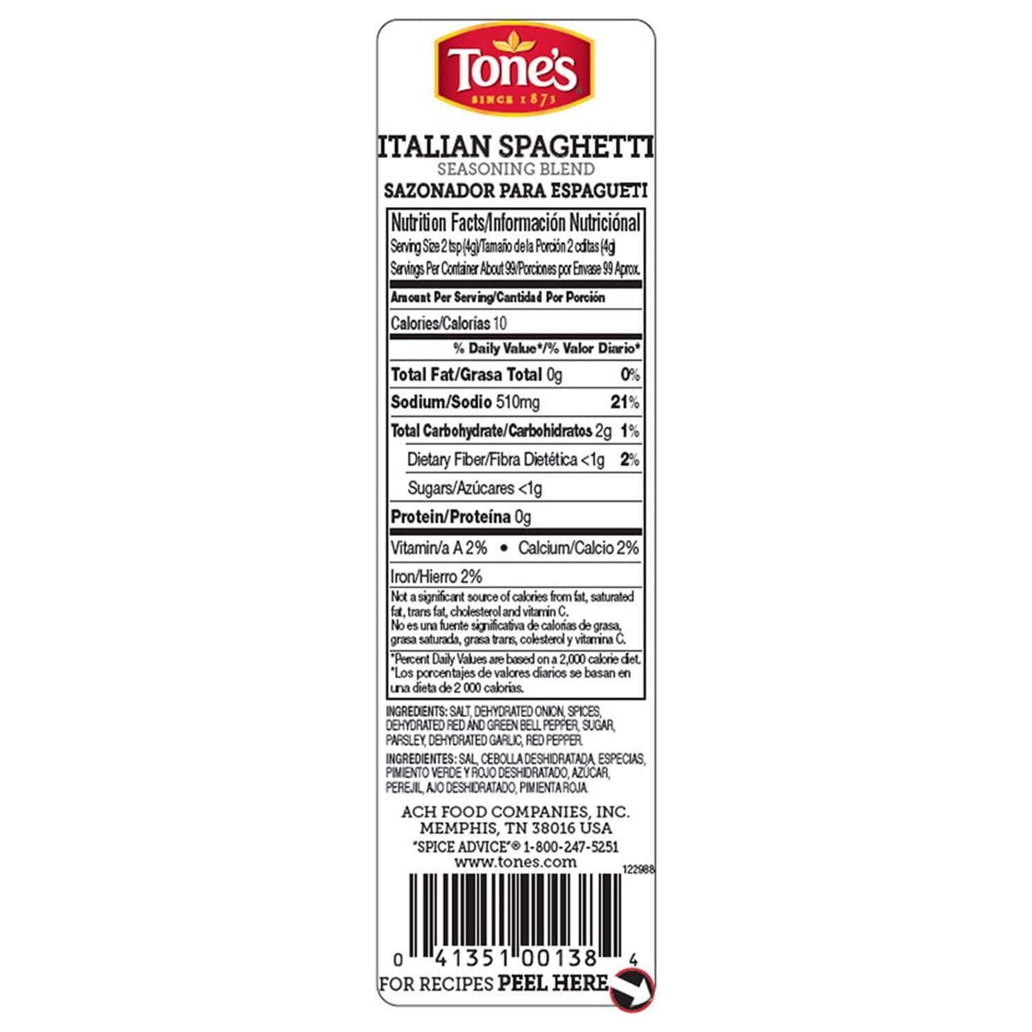 Tones Italian Spaghetti Seasoning Blend, 14 Ounce