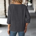 thumbnail image 6 of Womens Cotton Linen 3/4 Sleeve Crewneck Scoop Neck Button Decor Blouses Lightweight Gauze Tunic Tops Loose Fit Spring Summer Casual Office Beach Blouses, 6 of 9