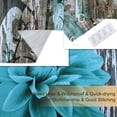 thumbnail image 3 of Teal Floral Shower Curtain, Farmhouse Turquoise Blue Flower Shower Curtains Set with 12 Hooks, Teal Daisy Grey Wood Shower Curtain, Gray Bathroom Decor, 72" W x 72" H, 3 of 6