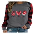 thumbnail image 5 of PENGXIANG Femmes Sweat-Shirt à Carreaux de Dessin Animé à Manches Longues Pull Col, 5 of 5