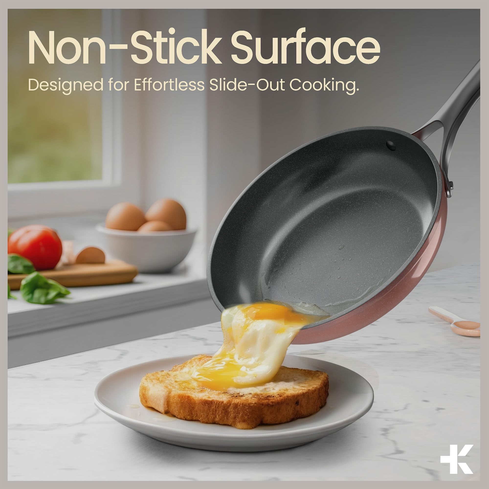 Bakken 12-Piece Aluminum Cookware Set with Ceramic Nonstick, All-Stovetop Safe to 500°F, Pots & Pans with Lids, Silicone Utensils, Dishwasher Safe