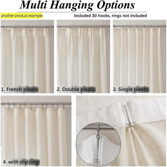 108 Inch Curtains Faux Linen Semi Sheer Curtains 2 Panels Boho Cream Pinch Pleat Drapes Modern Farmhouse Decor Privacy Window Treatments Curtains by Size 108 Inches Long Extra