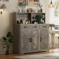 thumbnail image 4 of Ataucjin Farmhouse Sideboard Buffet with Microwave Stand, Barn Doors Buffet Storage Cabinet with Drawers and Shelves, Wood Coffee Bar Cabinet for Kitchen, Dining Room, Living Room, 4 of 7
