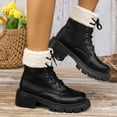 thumbnail image 5 of Bnwani Womens Boots Toe Thick Mid-Calf Fleece Knight Boot Black Size 5, 5 of 8