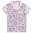 thumbnail image 2 of Girls Satin Pajama Set 4 Pack, Short Sleeve Button-Down Sleepwear for Kids, Soft and Breathable Nightwear, 2 of 5