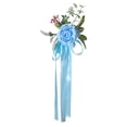 thumbnail image 1 of Respaldo de silla Pasillo de flores Arreglo floral de banco Silla de pasillo de flores artificiales azul, 1 of 9