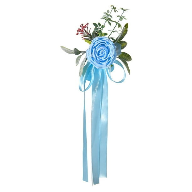 Rústica silla de boda de boda del pasillo de la del pasillo de la del decorativo arreglo flor de banco para fiestas conciertos celebración azul