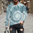 thumbnail image 2 of Dagegui Mens Crew Neck Shirts Tie-Dye Long Sleeve T-Shirts Big and Tall Outdoor Athletic Shirt Fall Clothes Gradient Color Casual Pullover Tops Blue,S, 2 of 5