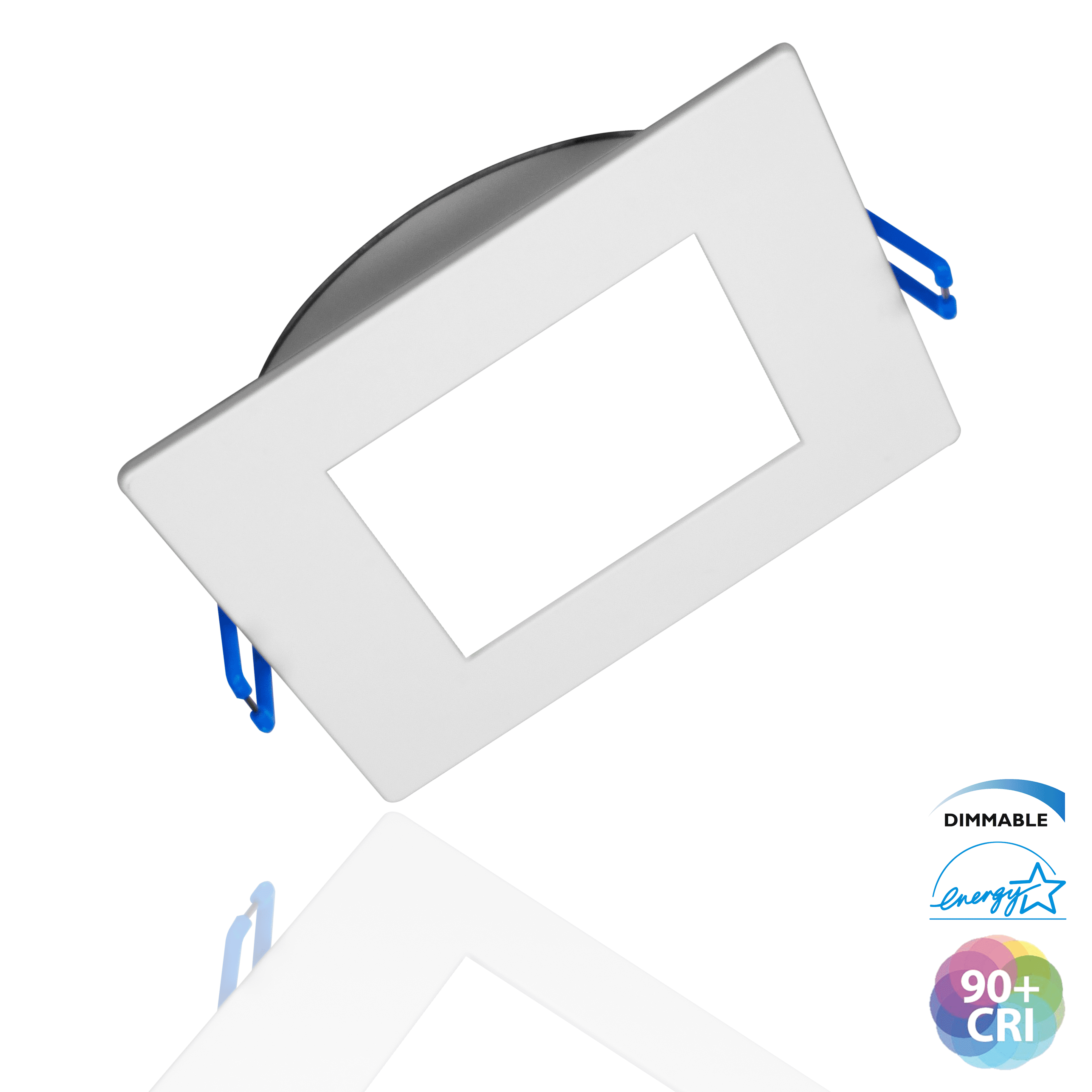 NICOR Lighting 4 inch Square White Flat Panel LED Downlight in 3000K (DLE421203KSQWH)
