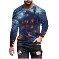 thumbnail image 2 of Blusas y camisas de manga larga con cuello redondo para hombre, estilo casual, cuello redondo, manga larga, para Halloween, con estampado, de poliéster, 2 of 5
