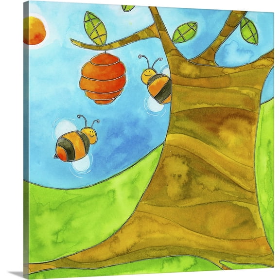 Great BIG Canvas | "Bees in a Tree" Canvas Wall Art - 30x30