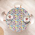 Ambesonne Cartoon Fitted Round Tablecloth, Colorful Funny Dinosaurs, 36