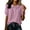 48#Pink, variant on Comfortable Linen Shirt for Women Peter Pan Collar Short Bubble Sleeve Button Down Textured Casual Brown L