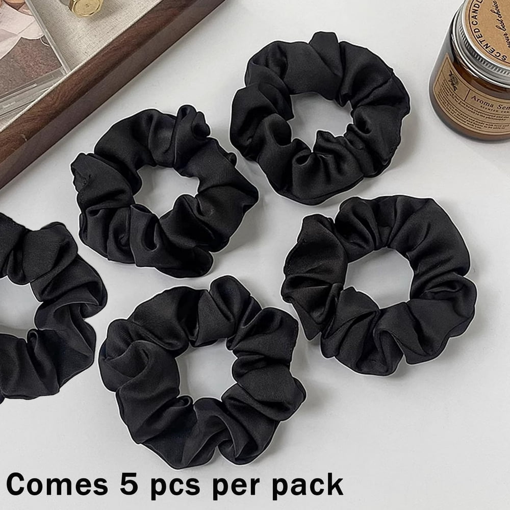 EIMELI 5 Pcs Satin Hair Scrunchies for Women  Softer Than Silk Scrunchies for Hair No Damage Scrunchy Ponytail Holder Silk Hair Ties Gifts