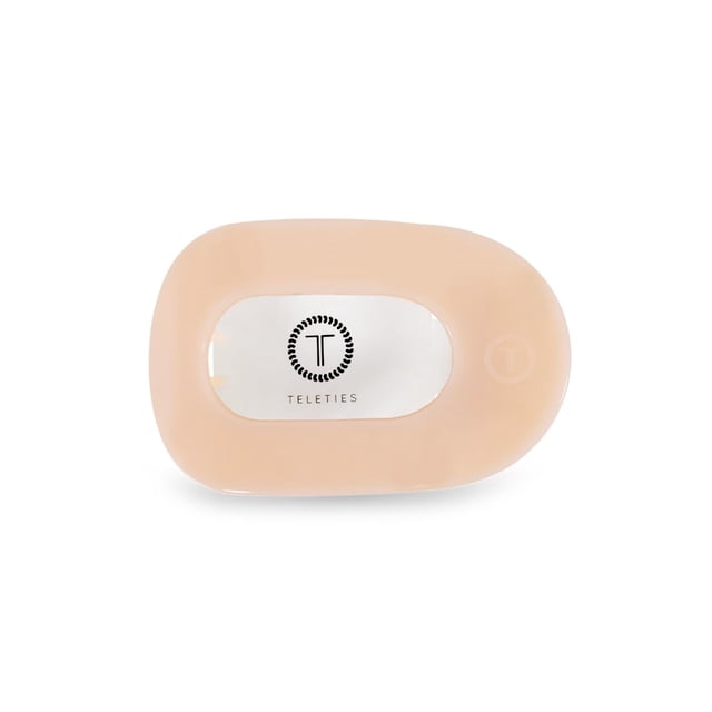 TELETIES - Clip redondo plano mediano - Agarre fuerte Dientes flexibles Cómodo diseño curvo - Ideal para cabello medio-grueso - Para todas las texturas de cabello - Beige almendra