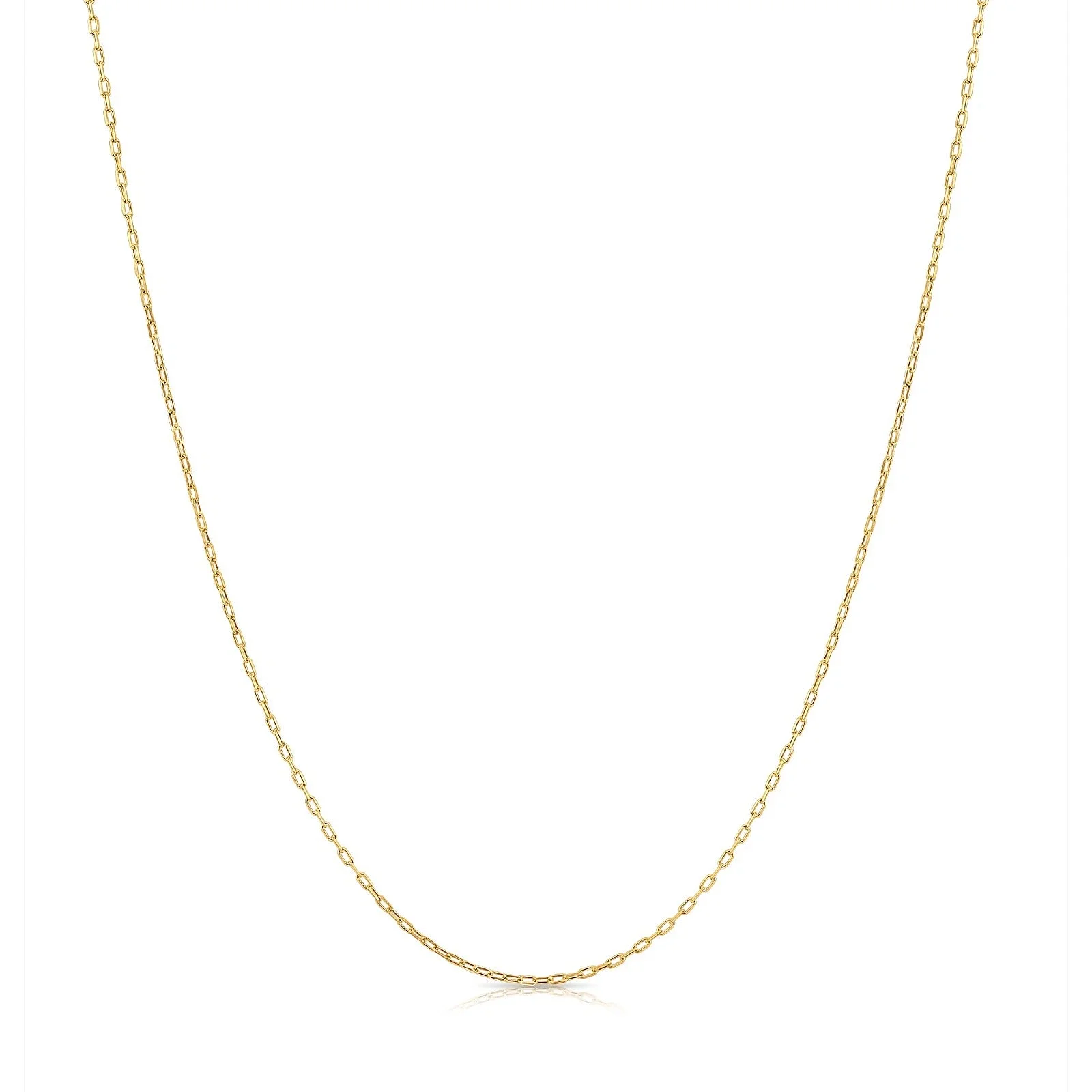 Tilo Jewelry 14K Solid Yellow Gold 1mm Thin Petite Dainty Paperclip Chain Necklace with Secure Spring-Ring Lock | 16 Inch | Everyday Chain Necklace for Women, Men, Unisex