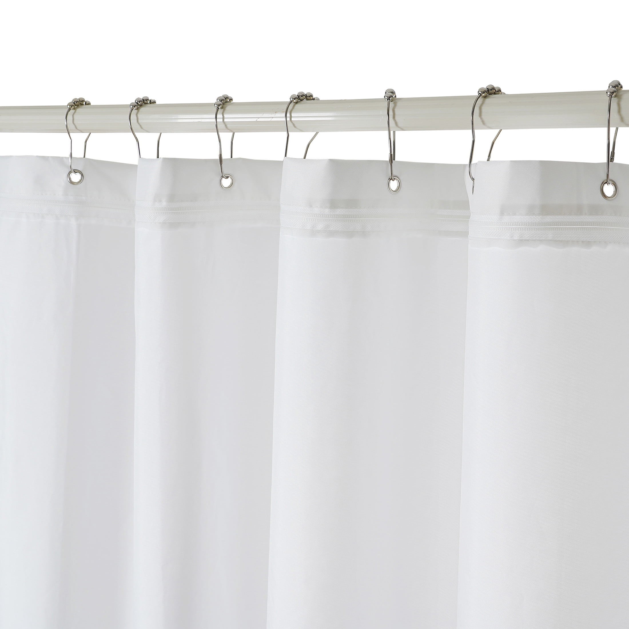 Fresh Ideas Quick On/Off Re-usable Shower Curtain Liner, White, 54x78