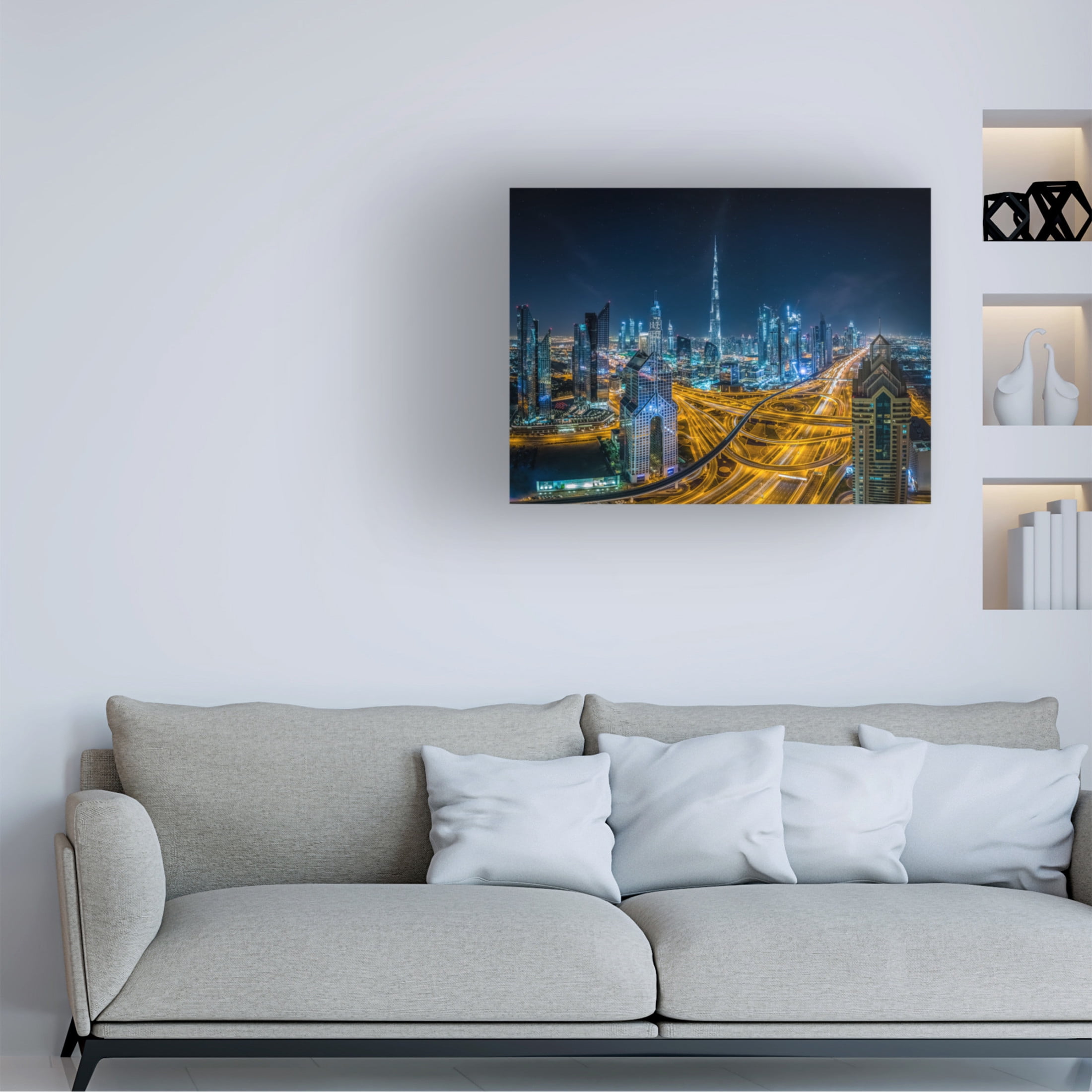 Canvas Wall Art - Khalid Jamal 'Blue City' Wall Art for Living Room, Bedroom, or Office Décor by Trademark Fine Art - 24 x 18 Inches