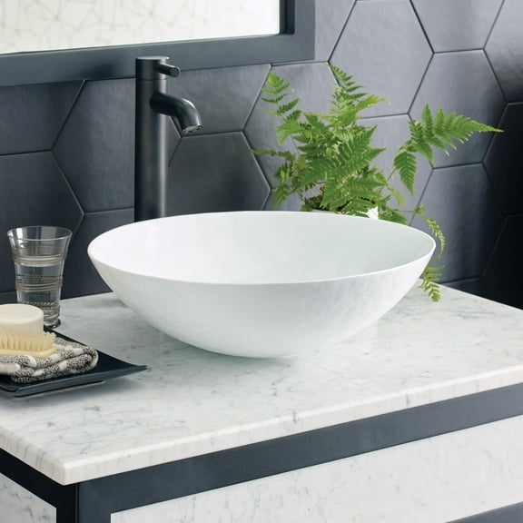 Native Trails Verona Handmade Murano Glass Bathroom Sink - 16.25x16.25x4.5 Bianco 16.25x16.25x4.5