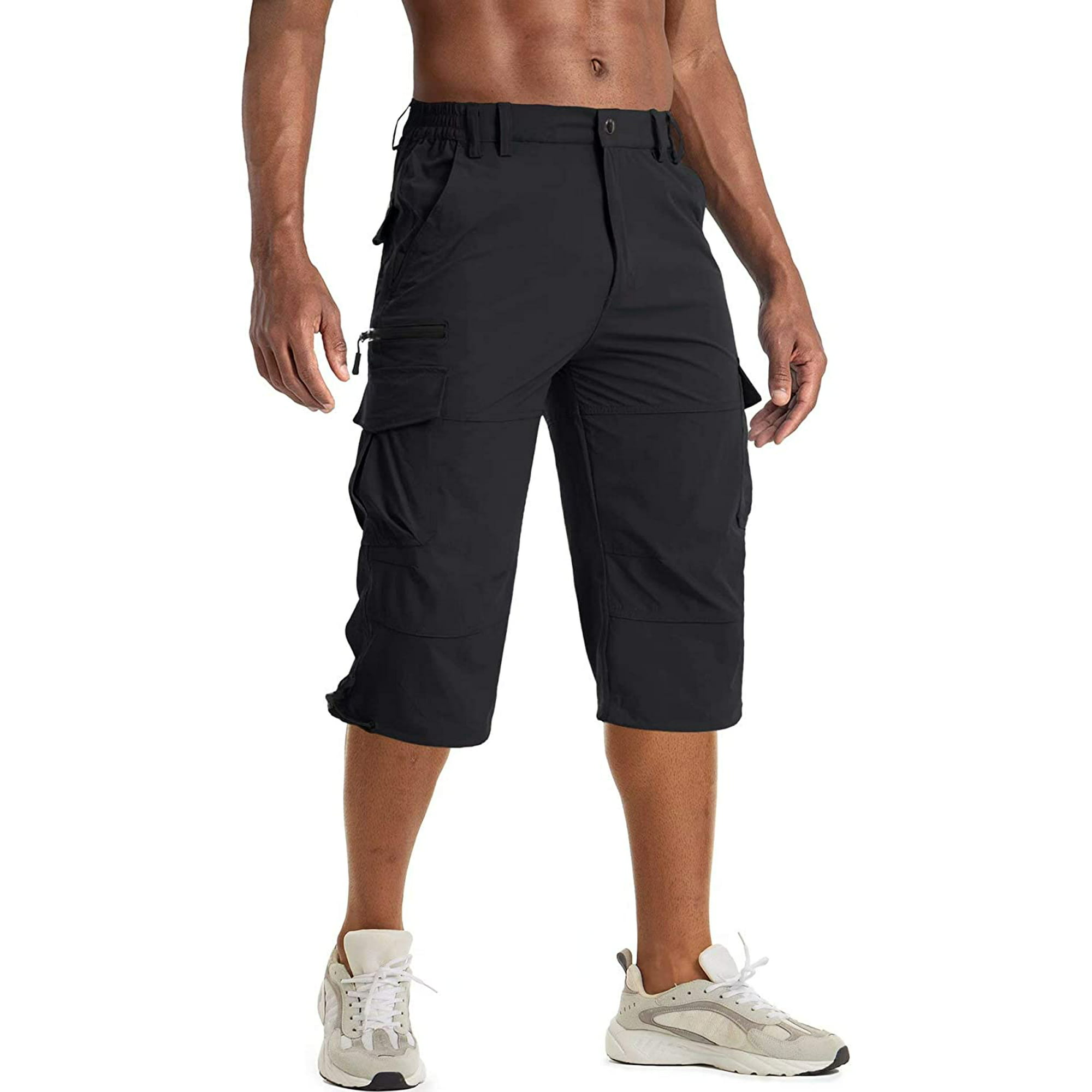 Men's Cargo Shorts with 7 Pockets Quick Dry Work Shorts Below Knee
