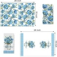 thumbnail image 2 of Spring Summer Floral Flower Kitchen Dish Towels Set of 2, Bloom Blue Poppy Mason Jar Hand Towels Drying Baking Cooking Cloth, Plaid Check Farmhouse Seasonal Home Kitchen Decor 18x26 Inch, 2 of 6
