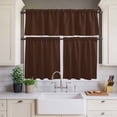 thumbnail image 4 of 3 Piece Kitchen Curtains and Valances Set Brown Pure Color Cafe Curtains 24 Inch Length Aesthetics Contemporary Luxury Valance & Tier Curtain for Living Room Bedroom Small Window 54"x18"+27"x24"*2, 4 of 6