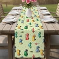 thumbnail image 4 of Green Cartoon Truck Table Runner 108 Inches, Funny Cute Colorful Car Tree Polka Dot Bed Runner Dresser Scarves Tabletop for Indoor Outdoor Parties/Ceremony/Banquet, 13"x 108", 4 of 9