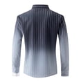 thumbnail image 4 of Blusa y camisa de manga larga con cuello alto para hombre, estilo informal, a rayas, con cuello alto, tipo cárdigan, camisa con botones, blusa de poliéster para hombre, 4 of 9