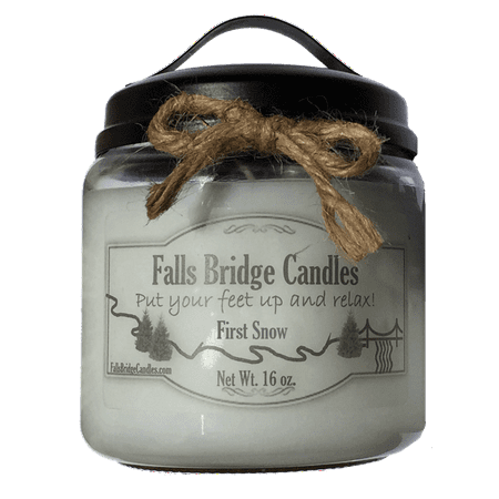 First Snow Scented Jar Candle, Medium 16-Ounce Soy Blend, Falls Bridge (Best Fall Candle Scents)