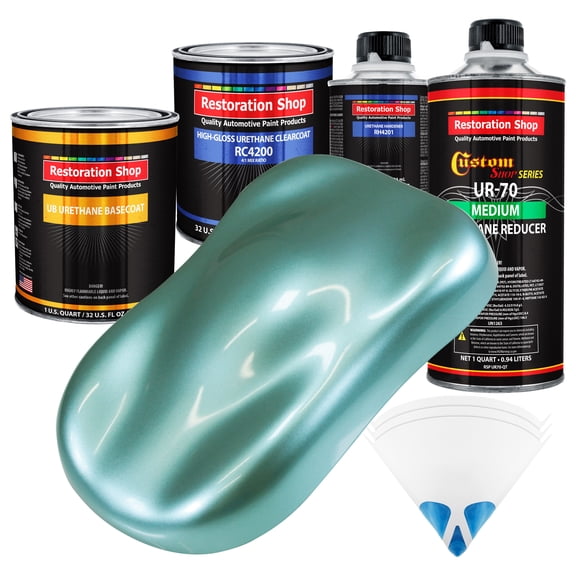Silver Aqua Metallic Quart URETHANE BASECOAT CLEARCOAT Car Auto Body Paint Kit