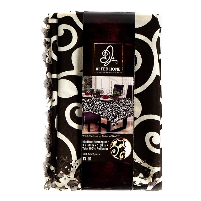 Mantel Rectangular Alfer Home Grecas Chocolate 2.50 x 1.50 m