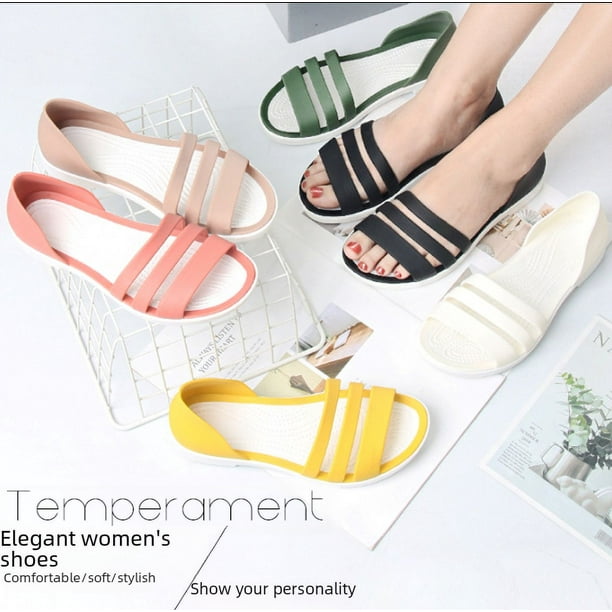 Sandalias planas de verano, zapatillas, zapatos de playa junto al mar, zapatillas planas informales de estilo coreano para mujer