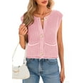 thumbnail image 2 of Shine Up Vest for Women Button Down Cardigan Sweater Sleeveless Crochet Knit Tops with Pockets, 2 of 8