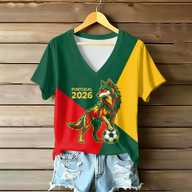 Women's Football Graphic T-Shirt,V-Neck Short Sleeve Graphic Print T-Shirt, Lightweight Summer Casual Soft Top for Everyday Wear for Soccer Tournament 2026 Watermelon Red Size: S