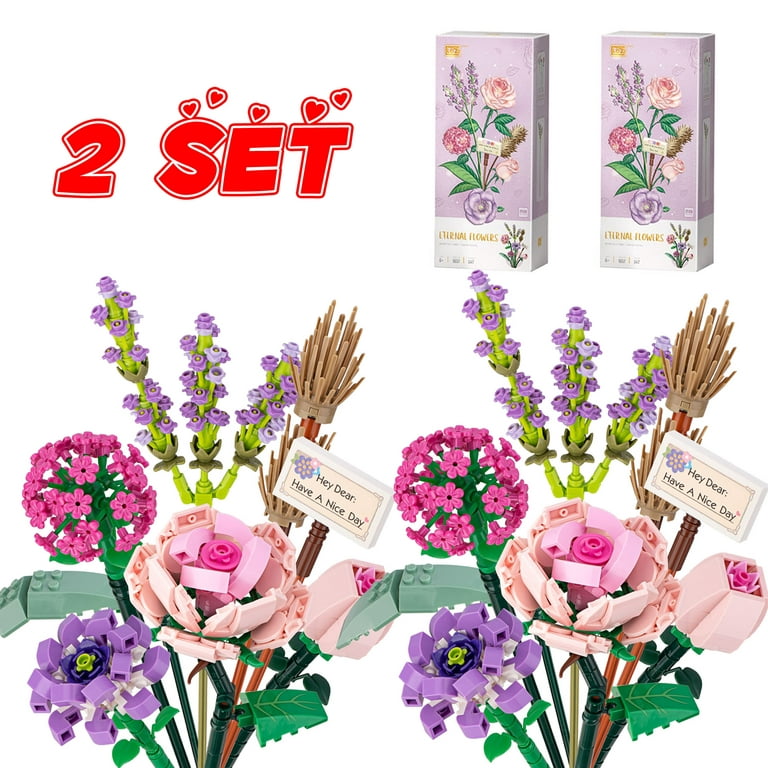 Flowers Stacking Blocks,547 PCS Flower Bouquet Building Kit,Mothers Day Diy  Flower,Gift for Mother,Girlfriend 
