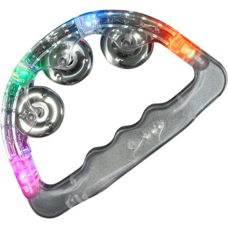 Light Up Tambourines in Bulk for Weddings and Parties Musical Instrument, Glow Tambourine Noisemaker, Luminous Rattle Kids (Set of 12)