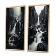 thumbnail image 3 of Designart "Ephemeral Beauty of the Waterfall Cascade I" Waterfall Framed Wall Art Set Of 2 - Grey Landscapes Framed Canvas Set For Living Room Decor, 3 of 7