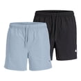 thumbnail image 1 of JACK&JONES Bañador para hombre, pack de 2 - JPSTMAUI TROPIC SOLID SWIM SHORTS MP 2P, bañador Negro/Azul claro M (Medium), 1 of 5
