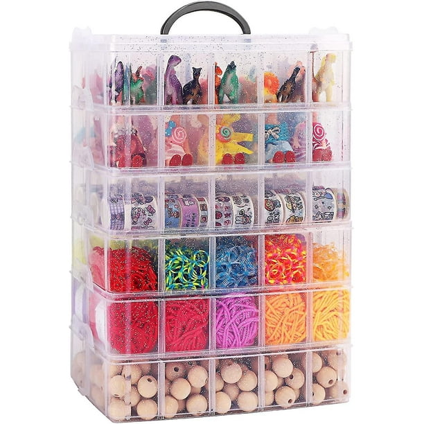 6-tier Stackable Storage Container Box With 60 Compartments, Plastic Toys Organizer  Case For Dolls, Arts And Craft, Fuse Beads, Washi Tape, Rock Colle 