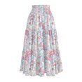 thumbnail image 6 of Floral Midi Skirt for Women Summer Comfy Tiered Elastic High Waisted Skirts Vacation A-Line Flowy Swing Long Skirts Pink M, 6 of 6