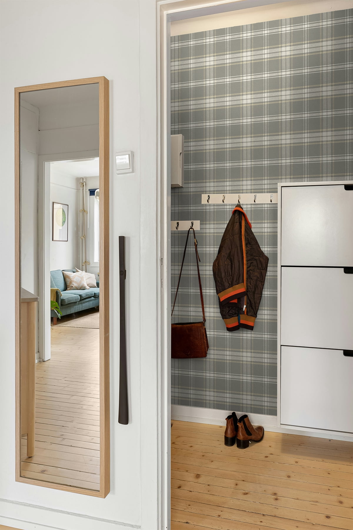 Nextwall Daydream Grey Sennehill Plaid Peel And Stick Wallpaper - 20.5 in. W x 18 ft. L Roll