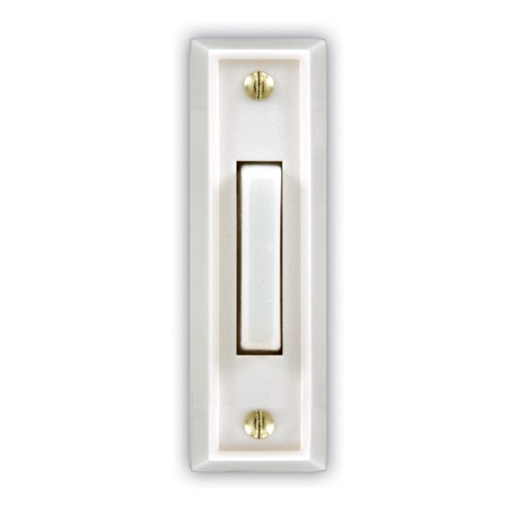 Heath Zenith SL-715-1-02 Carillon de Porte Filaire à Bouton-Poussoir, Blanc avec Barre Centrale Éclairée Blanche