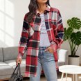 thumbnail image 5 of HongQid Womens Plaid Shacket Jacket Fall Spring Fashion Long Sleeve Button Up Flannel Shirt Clothing, 5 of 5