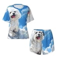 thumbnail image 3 of Lafuoo Cute Cloud Bichon Frise Pattern Women's Round Neck Short Sleeve Pajamas Set, Button Pajamas Elastic Band Pajamas Home Wear-4X-Large, 3 of 9