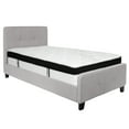thumbnail image 2 of Emma + Oliver Twin Two Button Tufted Platform Bed/Memory Foam Mattress-Light Gray Fabric, 2 of 6