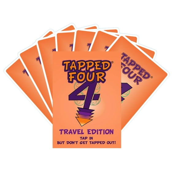 Juego de cartas Tapped Four Travel Edition - 2 a 6 jugadores - Cartas Tap adicionales - Estrategia Suerte Risa Diversión - Familia y amigos