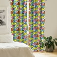 thumbnail image 2 of Ambesonne Colorful Curtains, Fun Characters Pattern, Pair of 28"x95", Multicolor, 2 of 5