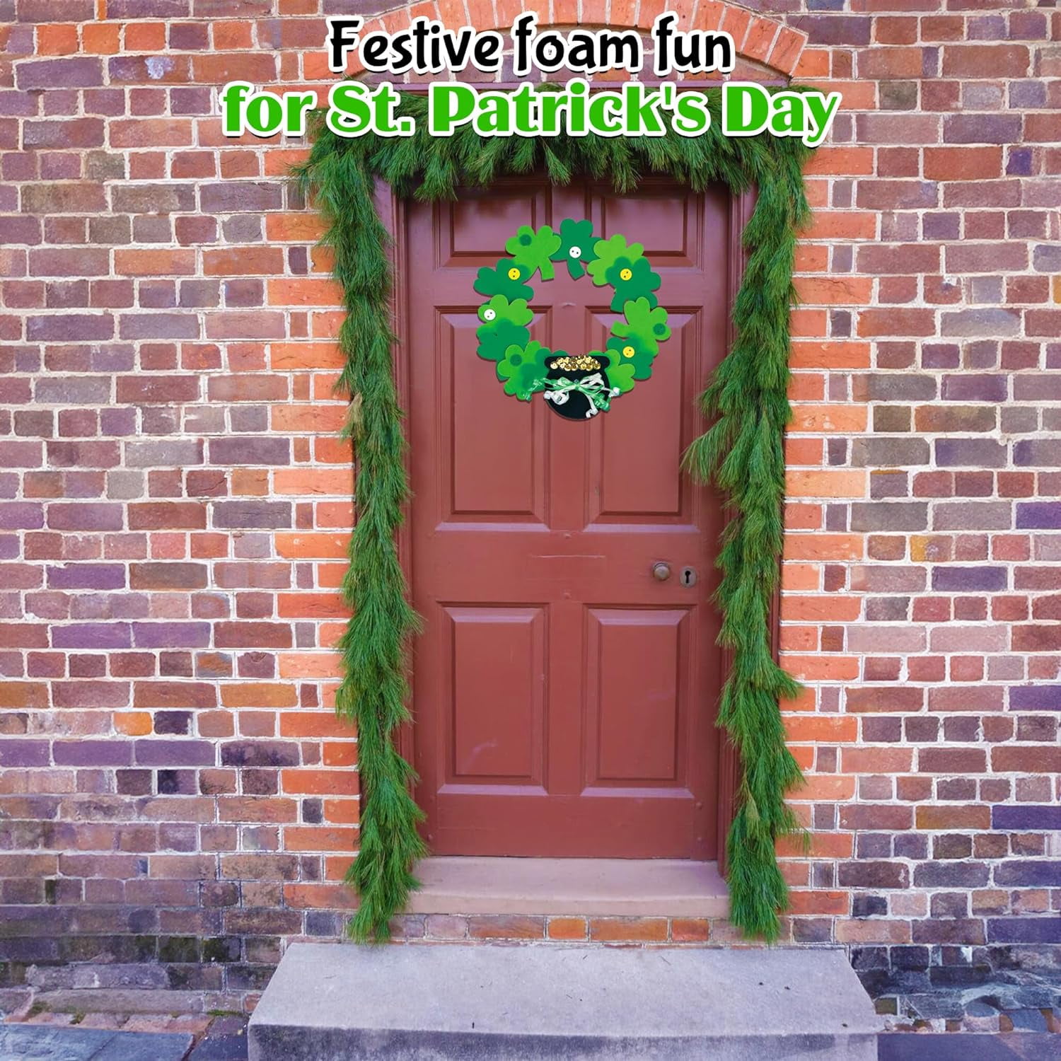 Fun Express 12 Pieces Foam Shamrock Wreath Craft Kit, St. Patrick's Day Crafts for Kids